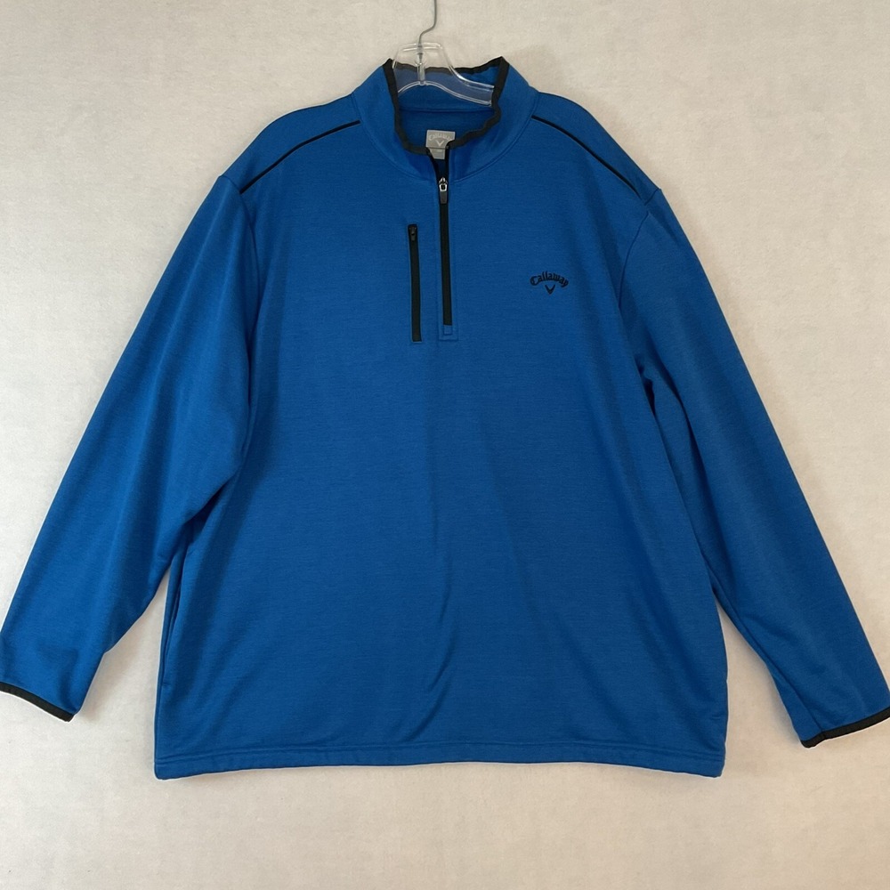 Callaway 1/4 Zip Pullover Men's Size‎ XXL Royal Blue Long Sleeves Pockets Golf